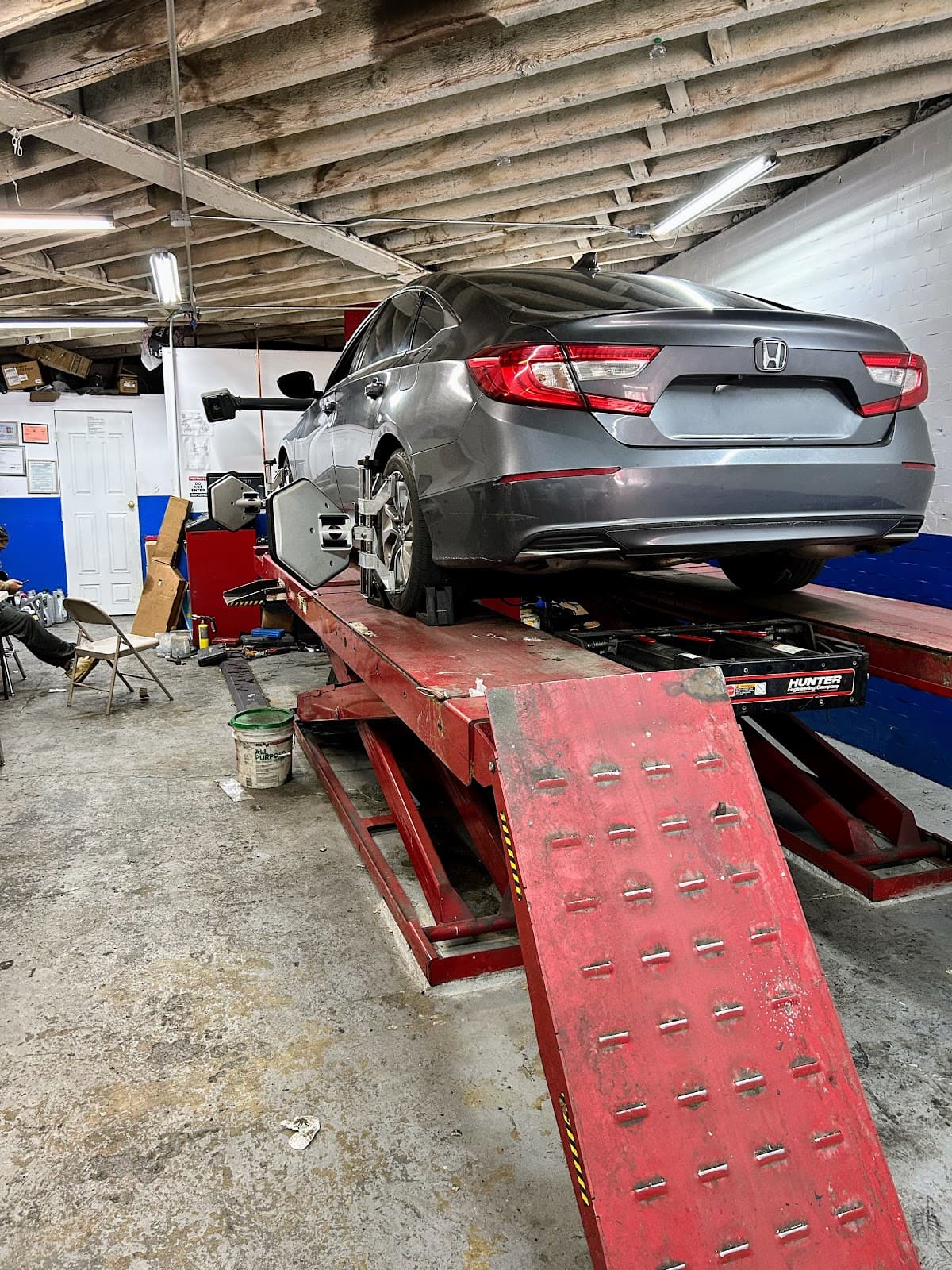 Car on the alignment rack