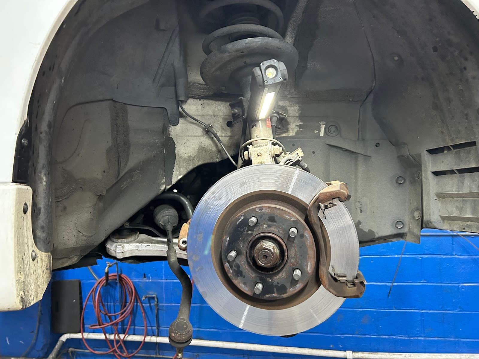 Brake rotor and suspension close-up